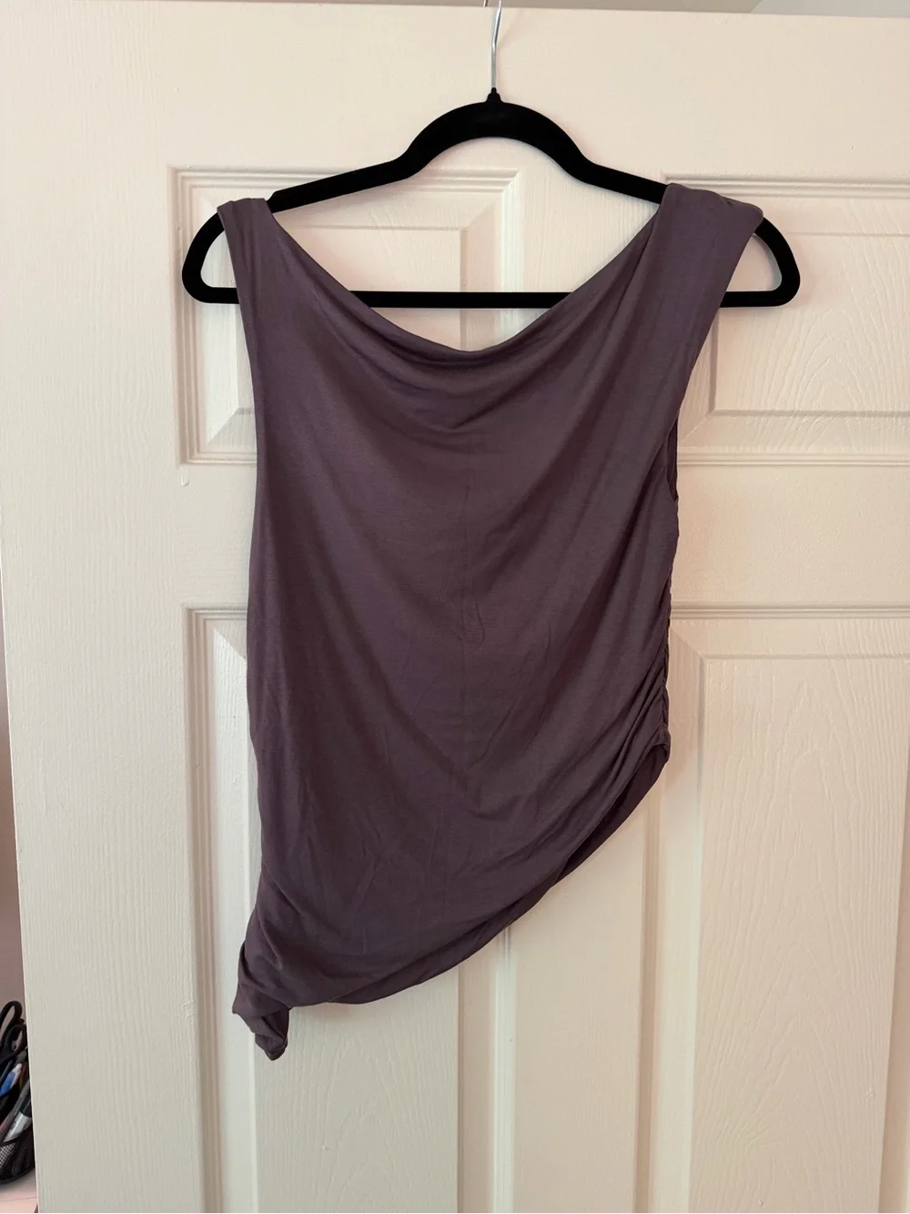 Tiger Mist Draped Cowl Neck Top - Dusty Mauve
